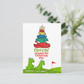 Krocin rond de kerstboom Krokodilgolfer Briefkaart (Staand voorkant)