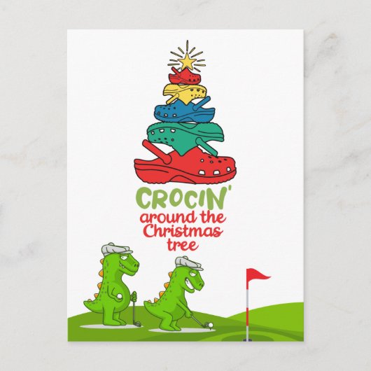 Krocin rond de kerstboom Krokodilgolfer Briefkaart (Voorkant)