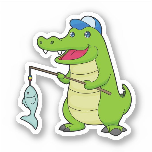 Krocodile Vist Fisher Finshing rod Sticker (Voorkant)
