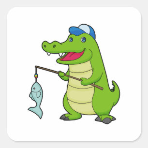 Krocodile Vist Fisher Finshing rod Vierkante Sticker