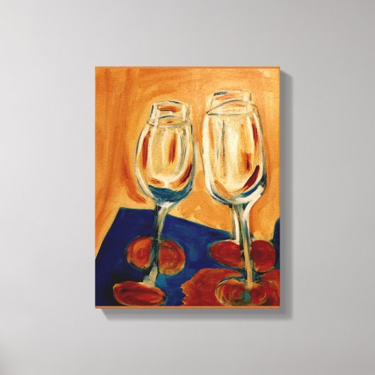 Kroegentoast met Vier Wijn Glazen Canvas Afdruk (Voorkant)