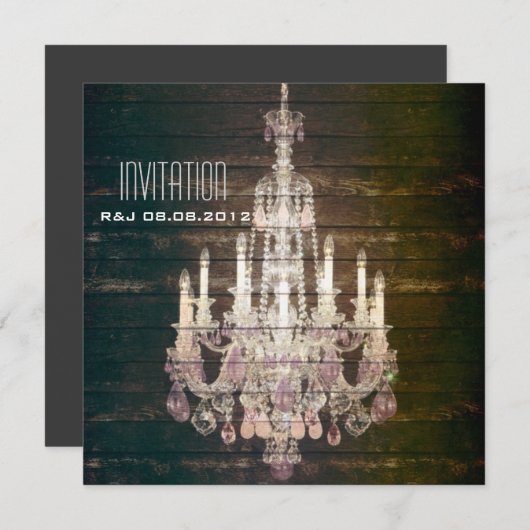 Kroeglanden Houten Kroonluchter bruiloft Kaart (Voorkant / Achterkant)