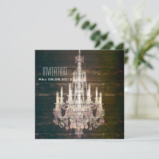 Kroeglanden Houten Kroonluchter bruiloft Kaart (Staand voorkant)