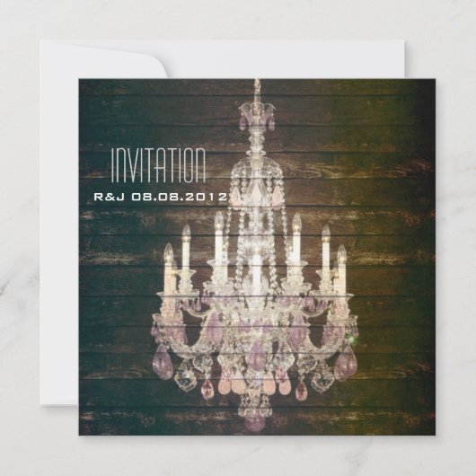 Kroeglanden Houten Kroonluchter bruiloft Kaart (Voorkant)