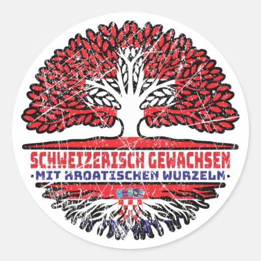 Kroen Stuk Schweizz Baum Wurzel Ronde Sticker (Voorkant)
