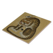 Kroerende Tijger Minhwa met Ekster Tegeltje (Zijkant)