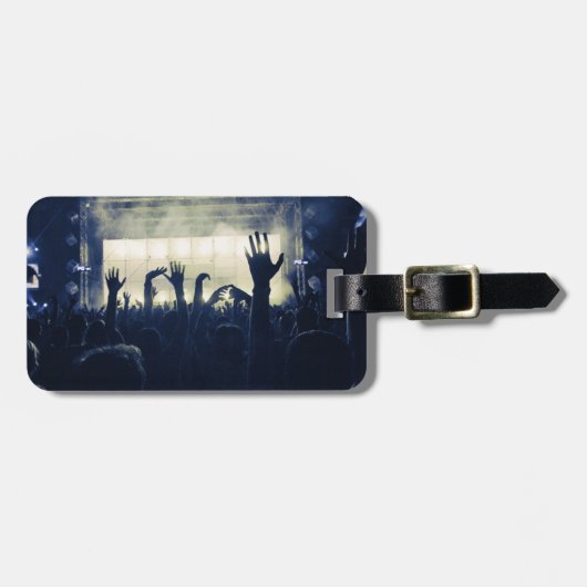 Kroes en podium - blauw bagagelabel (Voorkant horizontaal)