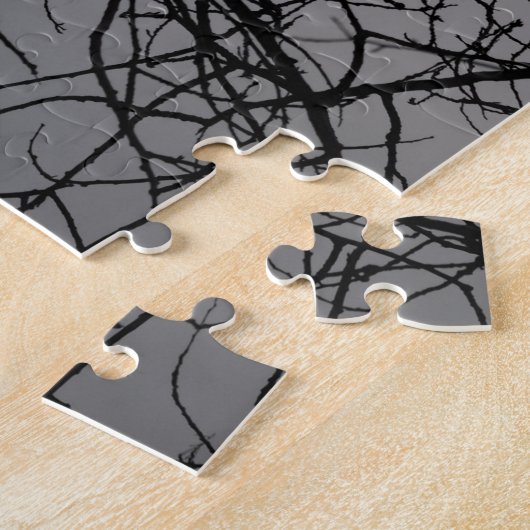 Kroes Silhouette Ggloing Sun Trees Gothic Scene Legpuzzel (Zijkant)