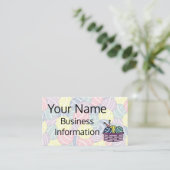 Kroesballen van garen en mandjes visitekaartje (Staand voorkant)