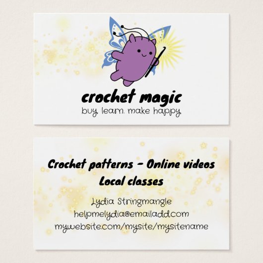 Kroeshaakjes, schattige derelf-garens visitekaartje (Voorkant /achterkant)