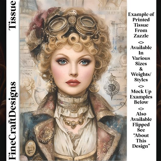 Kroeshaar Steampunk Vrouw Collage DM1L Decoupage Tissuepapier