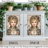 Kroeshaar Steampunk Vrouw Collage DM1L Decoupage Tissuepapier