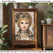 Kroeshaar Steampunk Vrouw Collage DM1L Decoupage Tissuepapier