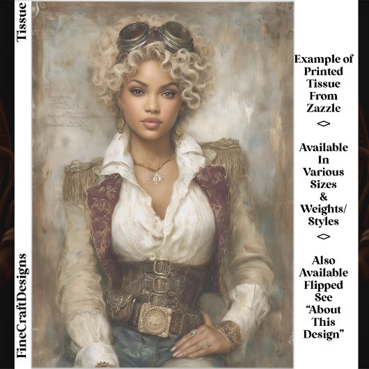 Kroeshaar Steampunk Vrouw, Korset EB2L Decoupage Tissuepapier