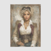 Kroeshaar Steampunk Vrouw, Korset EB2R Découpage Tissuepapier (Voorkant)