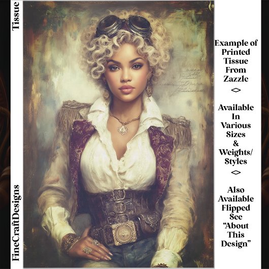 Kroeshaar Steampunk Vrouw, Korset EB2RF Decoupage Tissuepapier