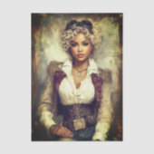 Kroeshaar Steampunk Vrouw, Korset EB2RF Decoupage Tissuepapier (Voorkant)