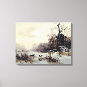 Krogen in een winterlandschap, 1907 canvas afdruk