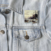 Krogen in een winterlandschap, 1907 vierkante button 5,1 cm (In situ)