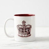 KROGEN MET FLEUR DE LIS EN ROSSEN AFDRUKKEN IN ROO TWEEKLEURIGE KOFFIEMOK (Links)