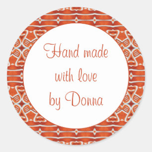 KROKANTE KOEK 7,5 cm Rond "Met de Hand Gemaakt" St Ronde Sticker