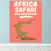 Krokodil Afrika Safari poster! Canvas Afdruk (Insitu (Houten vloer))