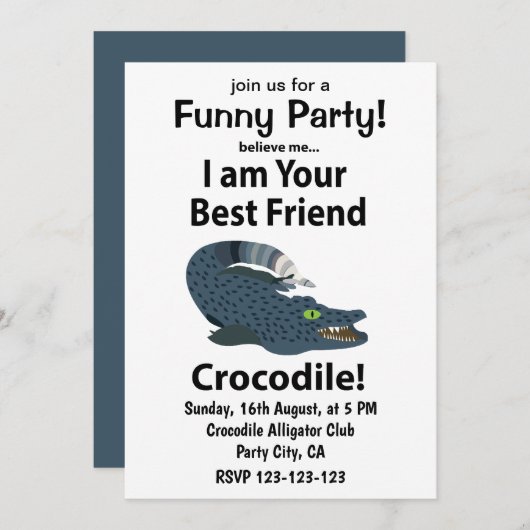 Krokodil Alligator Grappige Krokodil Kaart (Voorkant / Achterkant)