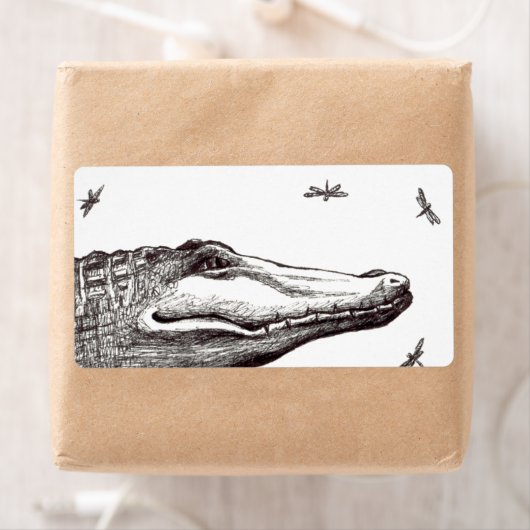 Krokodil alligator libellen leuke kunst tekening etiket (Insitu)