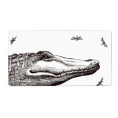 Krokodil alligator libellen leuke kunst tekening etiket (Voorkant)