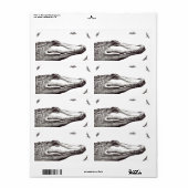 Krokodil alligator libellen leuke kunst tekening etiket (Full Sheet)