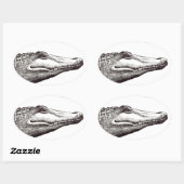 Krokodil alligator libellen leuke kunst tekening ovale sticker (Vel)