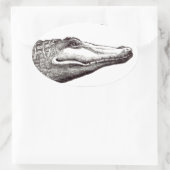 Krokodil alligator libellen leuke kunst tekening ovale sticker (Tas)