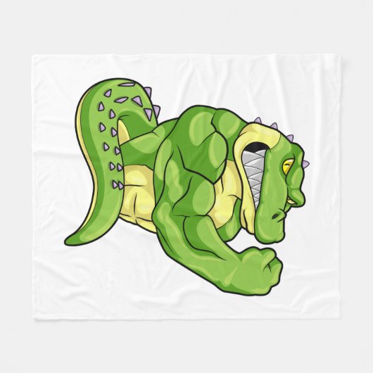 Krokodil als Bodybuilder en grote spieren Fleece Deken (Voorkant (Horizontaal))