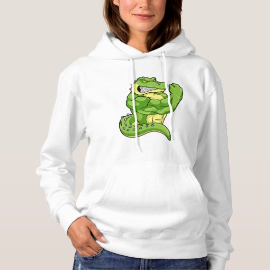 Krokodil als Bodybuilder en grote spieren Hoodie (Voorkant)