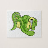 Krokodil als Bodybuilder en grote spieren Legpuzzel (Horizontaal)