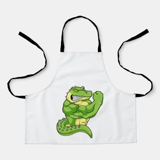 Krokodil als Bodybuilder en grote spieren Schort (Voorkant)