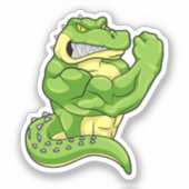 Krokodil als Bodybuilder en grote spieren Sticker (Voorkant)