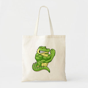 Krokodil als Bodybuilder en grote spieren Tote Bag