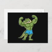 Krokodil als bodybuilder extreem briefkaart (Voorkant / Achterkant)