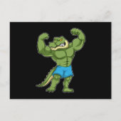 Krokodil als bodybuilder extreem briefkaart (Voorkant)