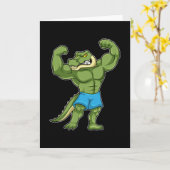 Krokodil als bodybuilder extreem kaart (Gele Bloem)