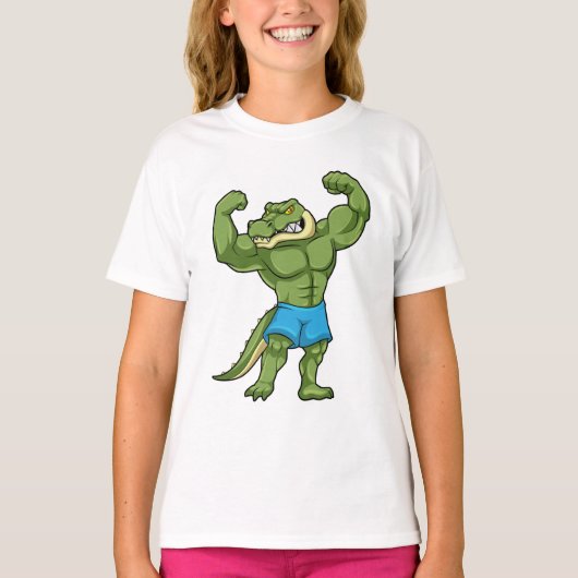 Krokodil als bodybuilder extreem t-shirt (Voorkant)