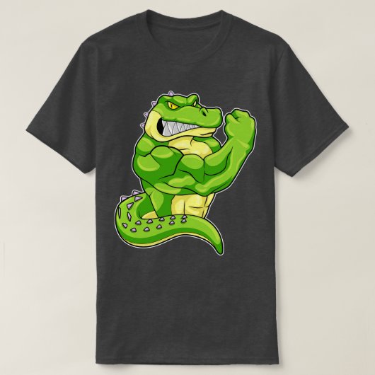 Krokodil als Bodybuilder met grote spieren T-shirt (Design voorkant)