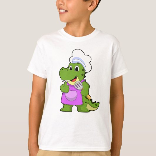 Krokodil als Cook met spatula T-shirt (Voorkant)