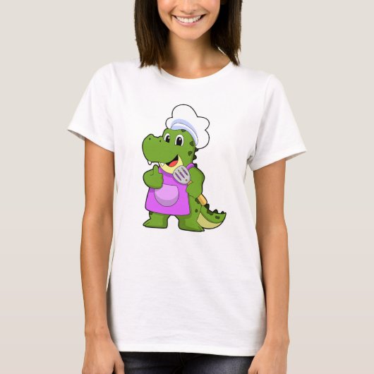 Krokodil als Cook met spatula T-shirt (Voorkant)