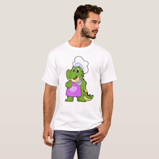 Krokodil als Cook met spatula T-shirt (Voorkant volledig)