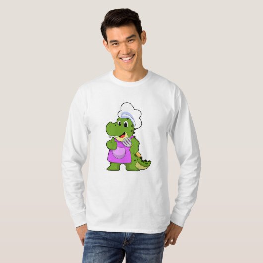 Krokodil als Cook met spatula T-shirt (Voorkant volledig)