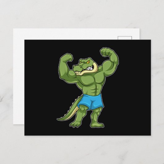 Krokodil als extreem Bodybuilder Briefkaart (Voorkant / Achterkant)