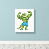 Krokodil als extreem Bodybuilder Canvas Afdruk (Insitu (Houten vloer))