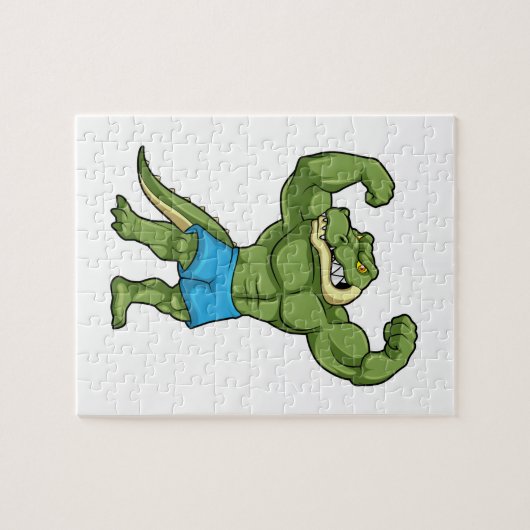 Krokodil als extreem Bodybuilder Legpuzzel (Horizontaal)